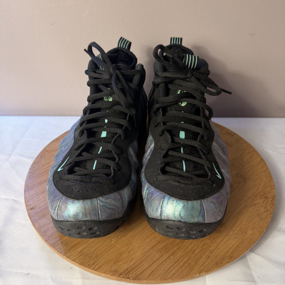 Nike Air Foamposite One Premium Abalone Size 12 Black Aurora Green 575420-009 - Picture 4 of 7